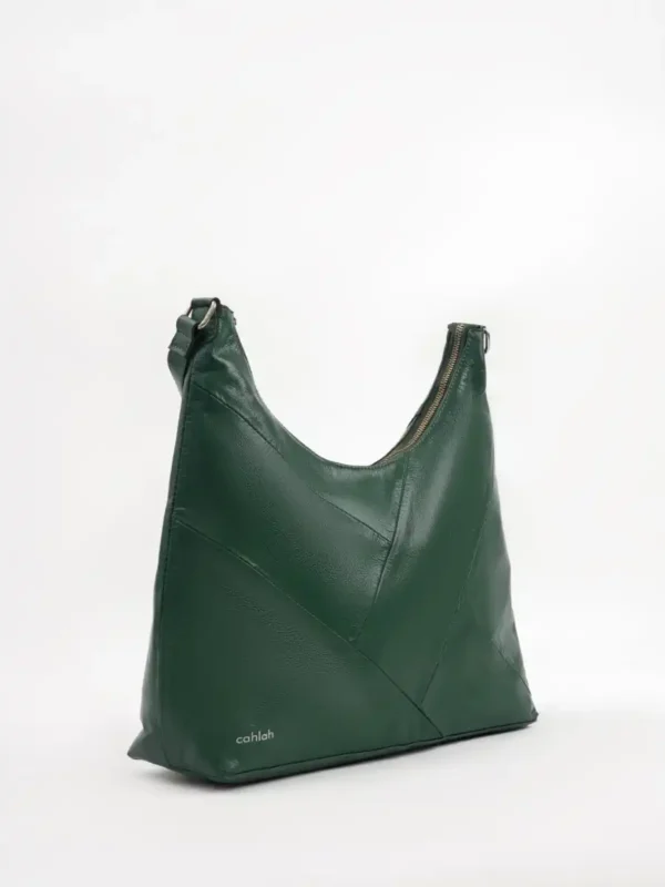 Leather-Sienna-Shoulder-Bag-For-Women-In-Green-Side-View-Cahlah-Australia