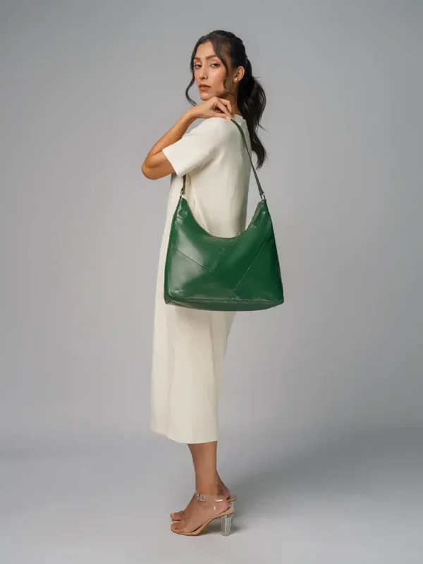 Woman-Holding-Luxury-Sienna-Shoulder-Bag-In-Green-Colour