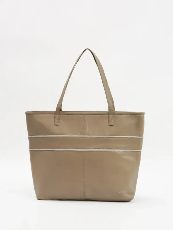 Aria-Carry-Tote-Bag-Beige-Leather-Front-View-Cahlah-Australia