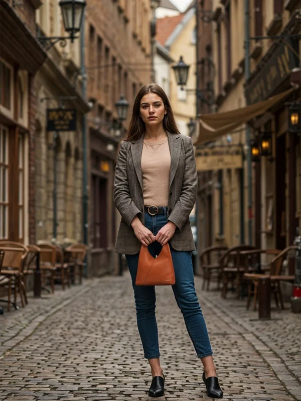 Elegant-Woman-Minimalist-Scene-Holding-Cahlah-Brown-Bag-Au