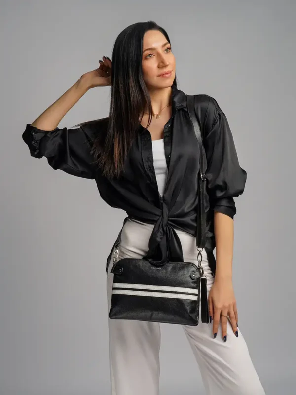Women-Holding-Urban-Line-Crossbody-Bag-For women- Black