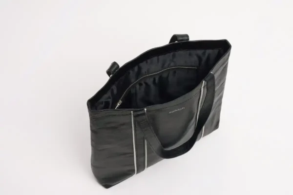 Everyday-Luxe-Tote-Bag-Black-Leather-Top-View-Cahlah-Australia