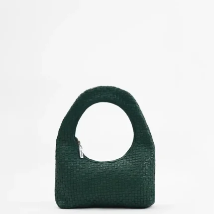 Nova-Woven-Handbag-Green-Front-View-Cahlah-Australia