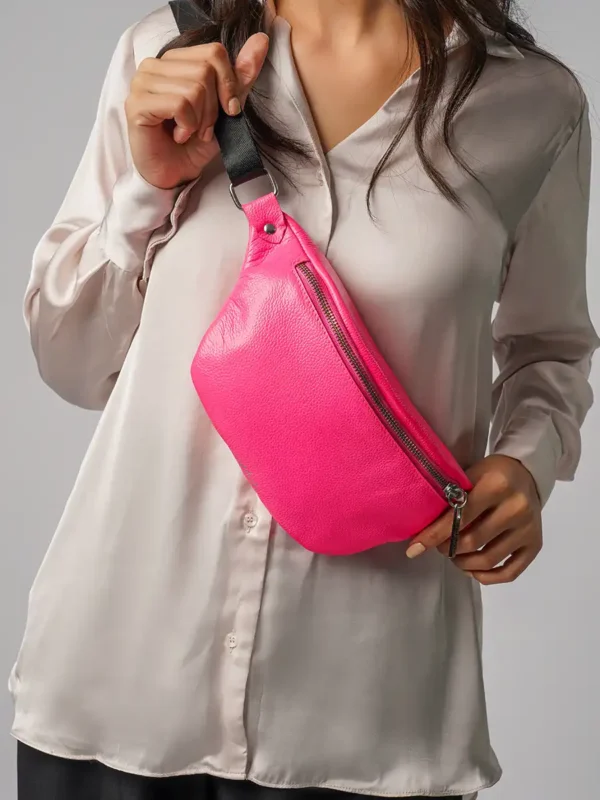 Sporty-Girl-Carrying-Expedition-Sling-Bag-Pink-Closeup-Cahlah