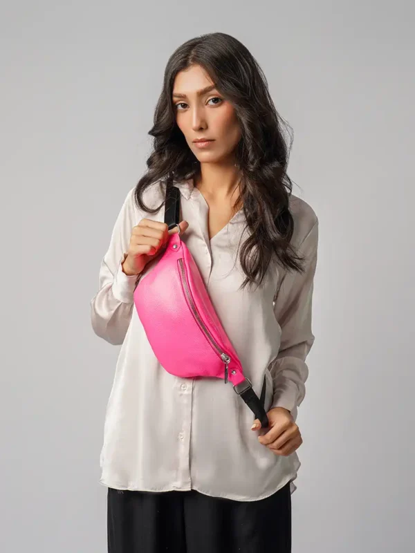Woman-Carrying- Travel-Expedition-Sling-Bag-Pink