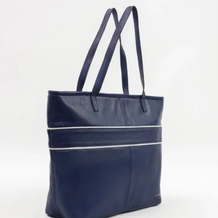 Aria-Carry-Work-Tote-Bag-Navy-Side-View-Cahlah-Australia