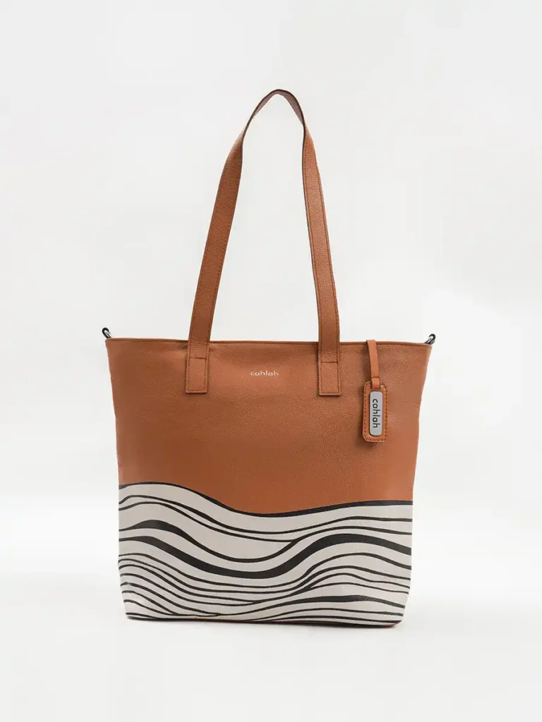 Bondi-Waves-Designer-Everyday-Tote-Bag-Brown-Front-View