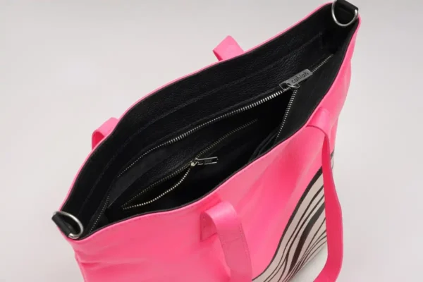 Bondi-Waves-Designer-Leather-Tote-Bag-Pink-Top-View
