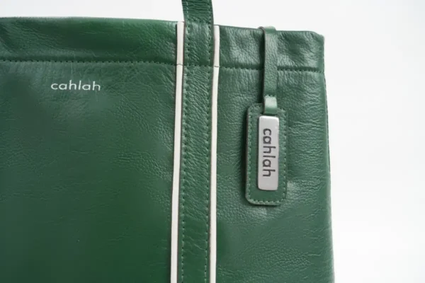 Luxe-Tote-Bag-Green-Closeup-Cahlah-Australia