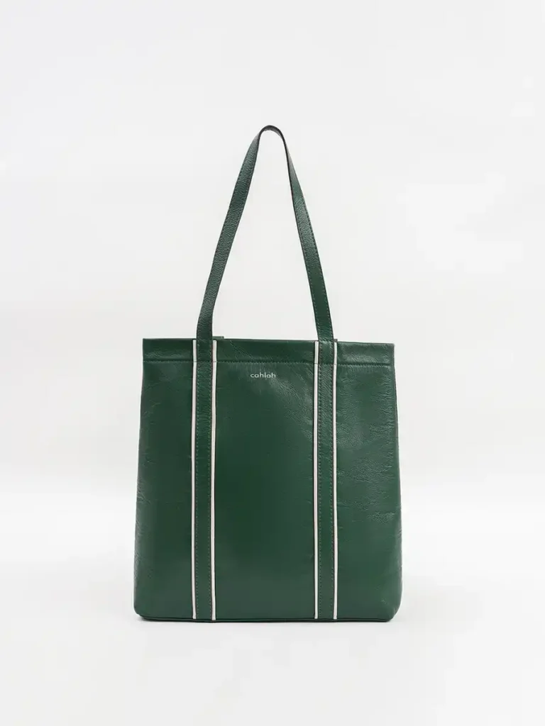 Luxe-Travel-Tote-Bag-Green-Front-View-Cahlah-Australia