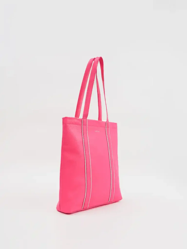 Leather-Luxe-Tote-Bag-Pink-Side-View-Cahlah-Australia