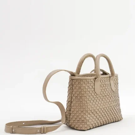 Serene-Woven-Beige-Handbag-Side-View-Cahlah-Australia