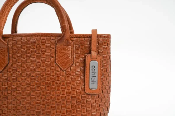 Serene-Woven-Brown-Handbag-Closeup-View-Cahlah-Australia