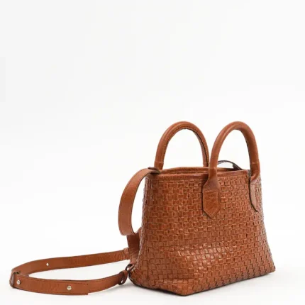 Serene-Woven-Brown-Handbag-Side-View-Cahlah-Australia