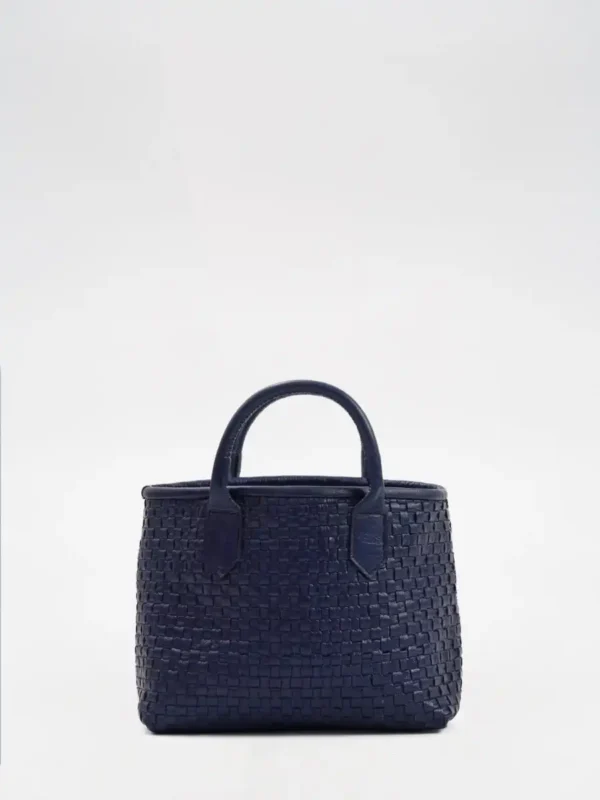 Serene-Woven-Navy-Leather-Handbag-Cahlah-Australia