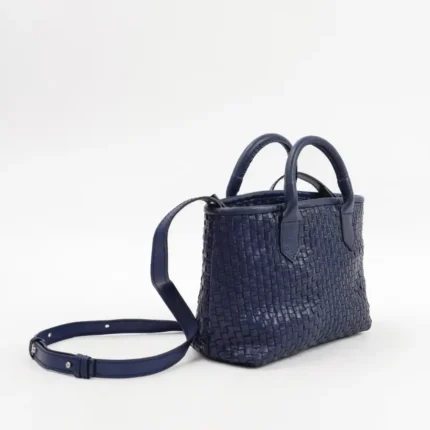 Serene-Woven-Navy-Handbag-Side-View-Cahlah-Australia