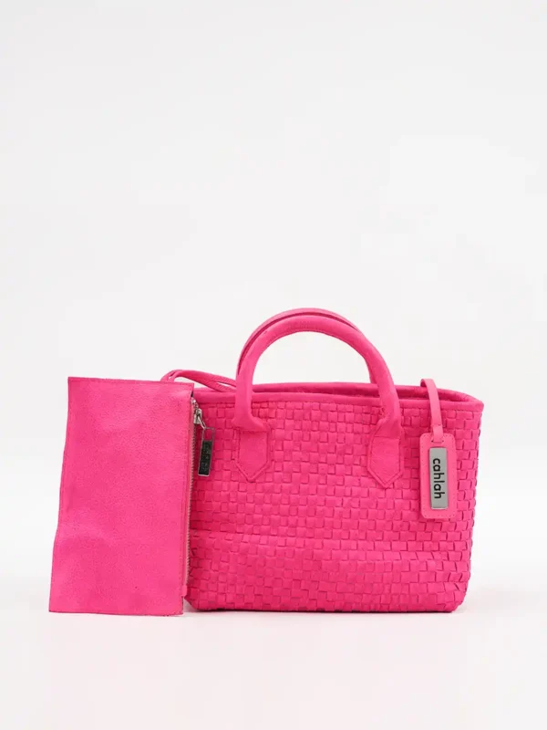 Serene-Woven-Pink-Handbag-Front-View-Cahlah-Australia