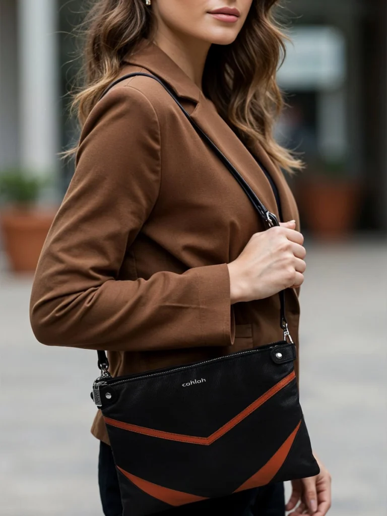 Woman-Outdoor-Holding-Designer-Vero-Vista-Crossbody-Bag-Black-Fashion